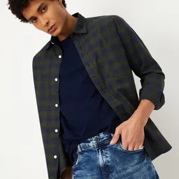 max Men Checked Spread Collar Pure Cotton Casual Shirt-image-51