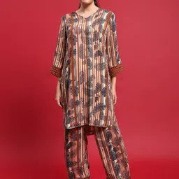 Shree Printed V Neck Collar Tunic With Palazzo-image-83
