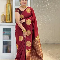 SHOP DROP Woven Design Zari Pure Silk Banarasi Saree-image-99