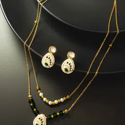 Anouk Gold-Plated American Diamonds -Studded &Beaded Jewellery Set-image-49