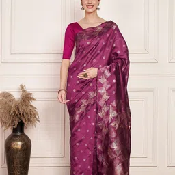 Moda Rapido Woven Design Zari Banarasi Saree with Unstitched Blouse Piece-picture-25