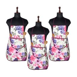 Aura White & Pink 3 Pieces Printed Apron With Center Pocket-14