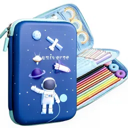 3D Space Astronaut Pencil Box for Kids - Large Capacity EVA Pencil Case - School Stationery Pouch for Boys & Girls - Cute Hard Shell Pencil Box for Kids Art EVA Pencil Box-image-35