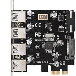 TECHGEAR black PCI-E to USB 3.0 HUB PCI Express Expansion Card Adapter 5Gbps FM1Socket HPTX AMD B450 Chipset DDR3 Motherboard for Desktop image 2