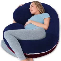 velvet C shaped Reversible ( Dark Blue, Maroon) Microfibre Solid Pregnancy Pillow Pack of 1-picture-17