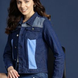 Mast & Harbour Colour-blocked Pure Cotton Denim Jacket-30