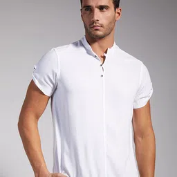 IDENTITI Men White Slim Fit Solid Casual Shirt-picture-5
