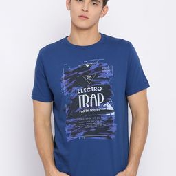 Basics Men Blue Solid Round Neck T-shirt-image-94