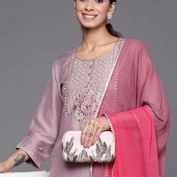 Varanga Women Ethnic Motifs Embroidered Sequinned Kurta With Trousers & With Dupatta-image-38