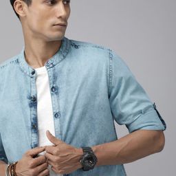 The Roadster Lifestyle Co Men Blue Opaque Casual Shirt-image-115