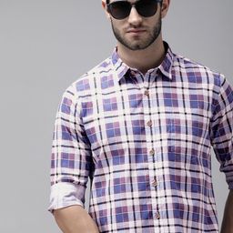 Pepe Jeans Men White & Blue Checked Pure Cotton Casual Shirt-image-34