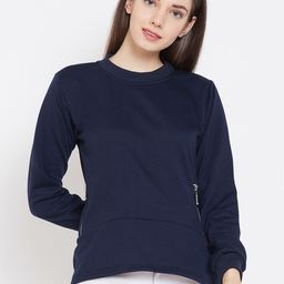 Belle Fille Women Navy Blue Solid Sweatshirt-image-64