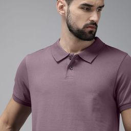 The Roadster Lifestyle Co Men Mauve Polo Collar Pure Cotton T-shirt-image-93