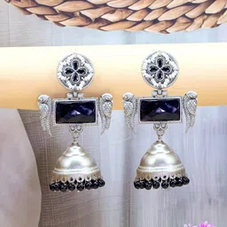 PRIVIU Silver Plated Classic Jhumkas Earrings-32