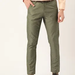 SOJANYA Men Green Smart Fit Formal Trousers-image-44