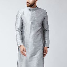 SOJANYA Men Grey Solid Straight Kurta-image-18