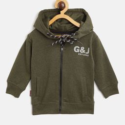 Gini and Jony Infant Boys Olive Green Hooded Sweatshirt-image-38