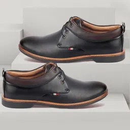 FAUSTO Men Black Solid Formal Derbys-image-30