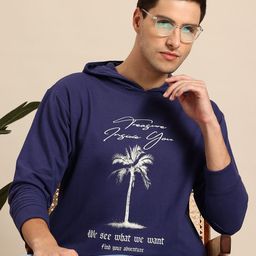 Mast & Harbour Printed Hooded Sweatshirt with Insert Pockets-picture-37