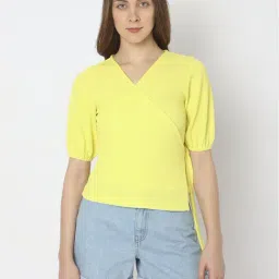 vero moda Vero Mode Yellow Regular Fit Top-picture-5