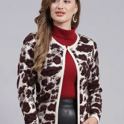 Monte Carlo Beige & Brown Printed Cardigan-41