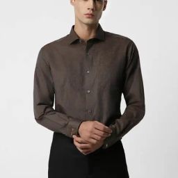 Van Heusen Brown Cotton Regular Fit Printed Shirt-image-98