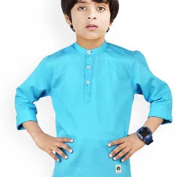 MADE IN THE SHADE Boys Band Collar Full Sleeves Pure Cotton Straight Kurta-image-33