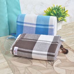 FABINALIV White & Blue 2 Striped Cotton 225 GSM Bath Towel-77