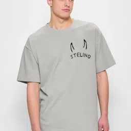 Stelino Men Pack of 2 Graphic Printed Round Neck Cotton Oversized T-shirts-picture-44