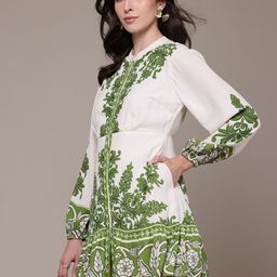 Label Ritu Kumar Ethnic Motifs Print Puff Sleeve Crepe A-Line Mini Dress-image-52