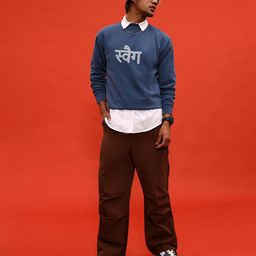 glitchez Swagger Script Printed Fleece Lined Oversized Sweatshirt image 2