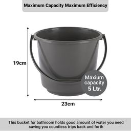 Kuber Industries Grey 2 Pieces Multi Purpose Small Bucket- 5ltr image 2