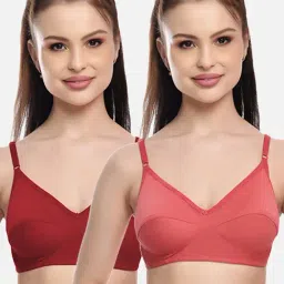 FIMS: Fashion is my Style Coral & Maroon Everyday Bras - Pack Of 2-image-83