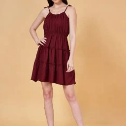 YU by Pantaloons Maroon A-Line Dress-image-28