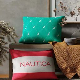 Nautica Logo Stripe Mint & Coral Microfibre 300 GSM Premium Cushion Covers - Set of 2-image-76