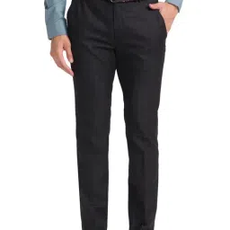 Park Avenue Black Super Slim Fit Checks Trousers-picture-22