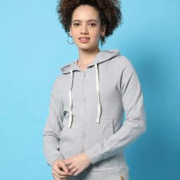 Campus Sutra Grey Cotton Textured Hoodie-image-41