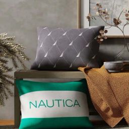 Nautica Logo Stripe Grey & Mint Microfibre 300 GSM Premium Cushion Covers - Set of 2-47