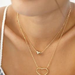 Joker & Witch Simply Elegant Double Layered Heart Necklace-image-90