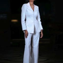 Qua Porcelain White Club 82 Flared-Leg Stretch Trousers-image-68