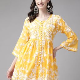 ADA Floral Embroidered Chikankari Kurti-32
