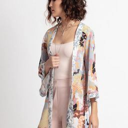 SHAYE Abstract Printed Kimono Sleeves Open Front Shrug image 3
