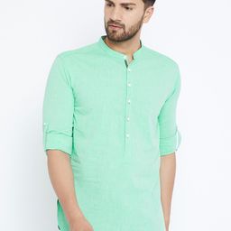 even Men Green Solid Straight Kurta-image-98