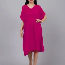 Erotissch Pink Plain Beachwear Kaftan-image-48