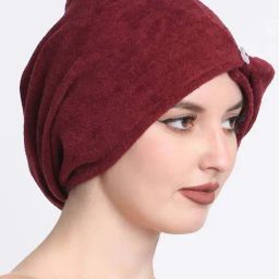 Creeva Luxury Wine Cotton 380 GSM Hair Wrap - Set of 2 image 3
