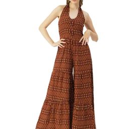 Moomaya Brown Printed Jumpsuit-image-47