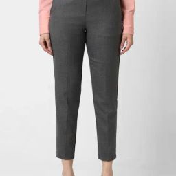 Van Heusen Grey Self Pattern Trousers-5