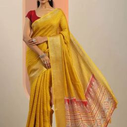 Libas Mustard Woven Design Saree With Unstitched Blouse-image-22