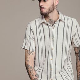 WROGN Men Pure Cotton Slim Fit Striped Casual Shirt-picture-36