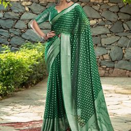 DIVASTRI Ethnic Motifs Woven Design Zari Patola Saree with Blouse Piece-image-80